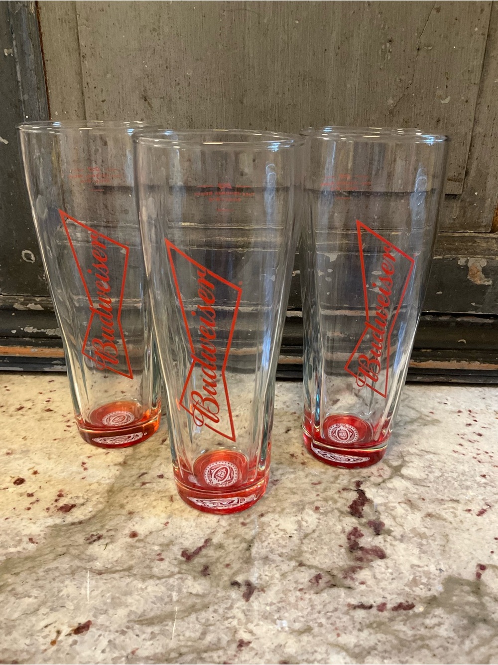 Vintage Budweiser Red Bowtie Glasses, 1980s ARC France